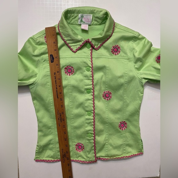 Bamboo Traders Blazer Lime Green / Pink Embroidery Flowers - Unlined - Sz Medium - Picture 3 of 12
